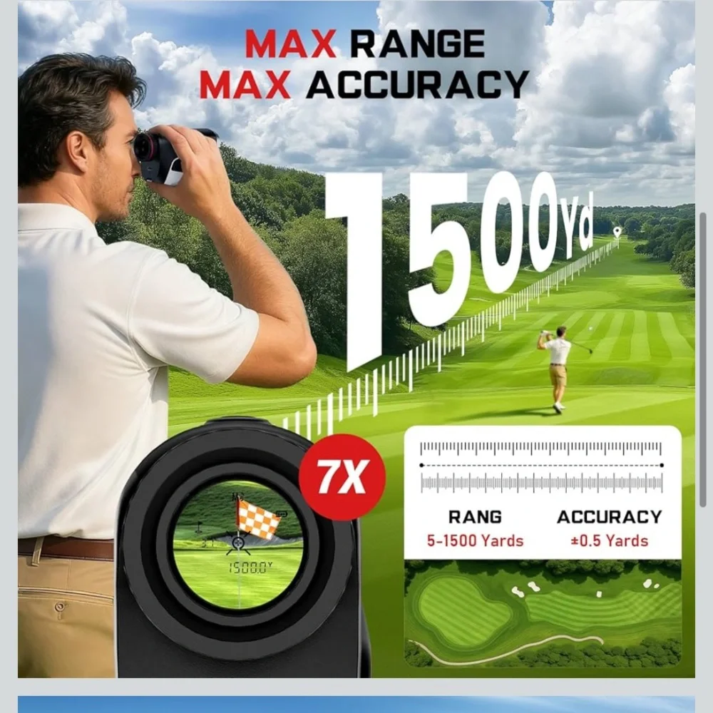 White and Black Laser Golf Rangefinder - Precision Distance Measuring